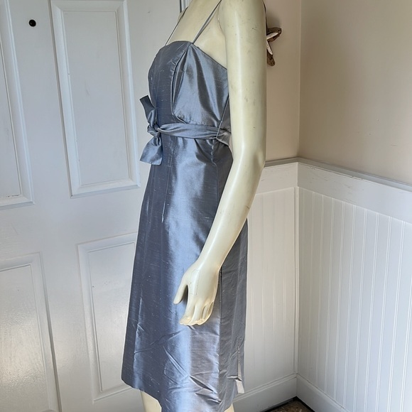 SIRI Women’s Silk Strapless Hepburn Silver Gray A-Line Sheath Dress 6 - Picture 3 of 13